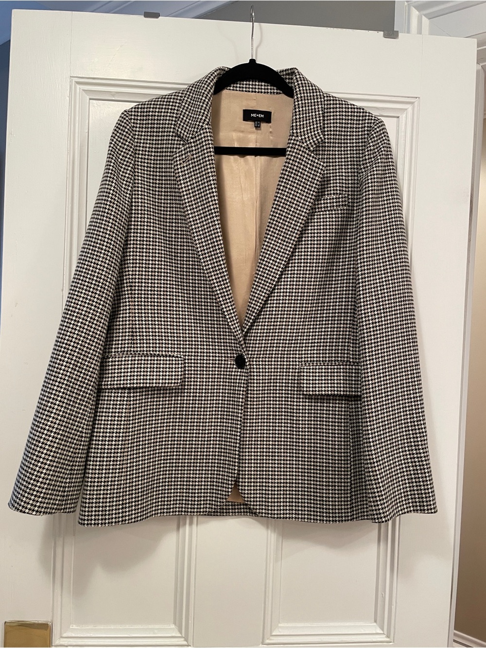 ME&EM Black/Brown & White Houndstooth Blazer Jacket